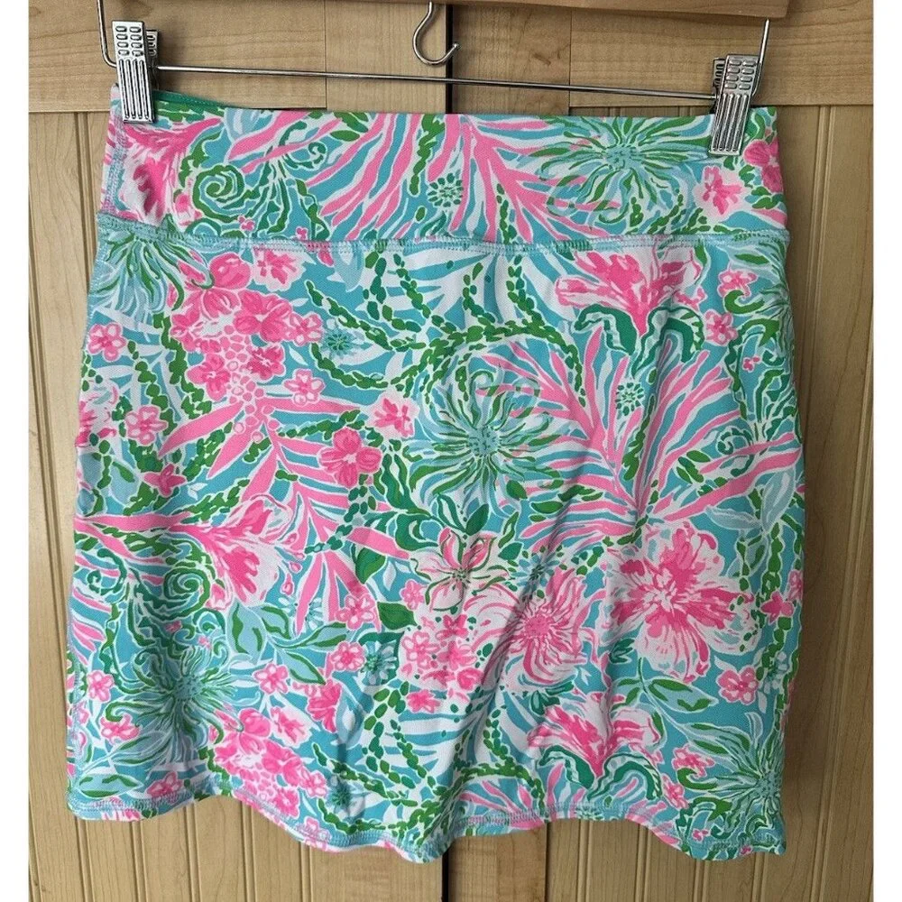 Lilly‎ Pulitzer Luxletic Reid Short Leaf it Wild Golf Skirt Blue Size XS $108